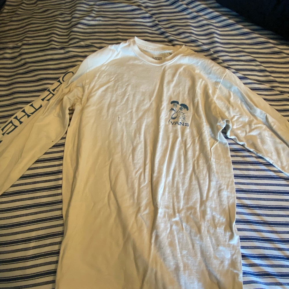 Vans White Long Sleeve Tee Casual Cotton Blend